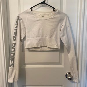 Better bodies Bowery long sleeve crop top white - S